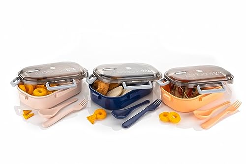 Image of Stainless Steel Lunch Box | Steel Tiffin Box for School & Office, Kids | Leak-Proof | Light Weight | Easy to Clean & Carry | Durable | 800 ml | Peach