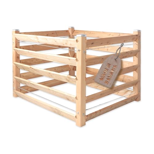 Gartenwelt Riegelsberger Composteur moderne simple env. 120 x 120 cm - Hauteur : 80 cm - En bois de mélèze massif - Composteur en bois - Système d'emboîtement