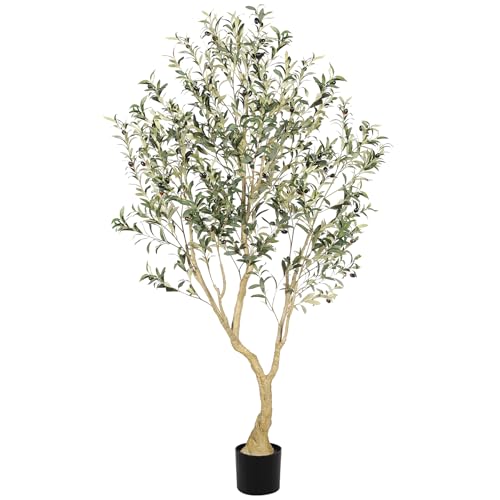 LYERSE フェイクオリーブの木 【高さ183cm】大型 人工観葉植物 観葉樹 空気清浄 大型光触媒 消臭対応 リアルな樹形 室内インテリア 玄関・リビング・オフィス用 お手入れ不要