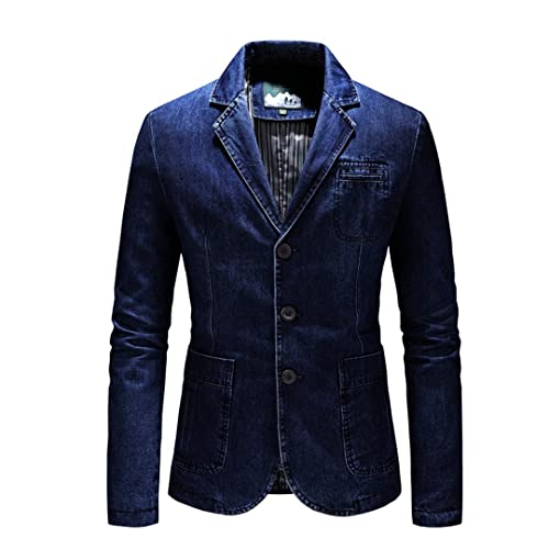 Men Denim Blazers Oversize Spring Autumn Casual Blazer Outerwear Jacket