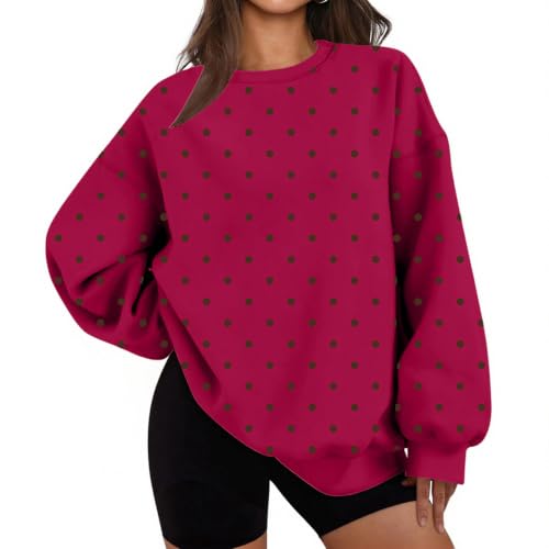 Jielayou Polka Dot Hoodie for Women Fleece Oversized Fashion Pullover Tops - image 1