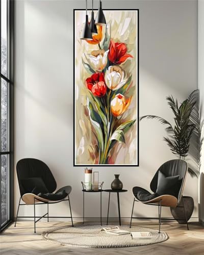 Peinture par numéro adulte grand format tulipe pour salon
