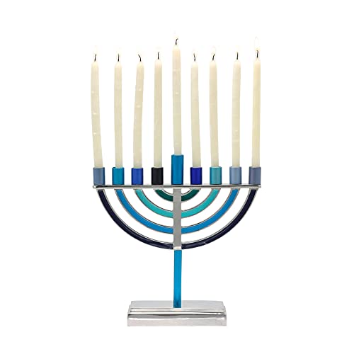 Yair Emanuel Hanukkah Menorah Classic Style Colored Branches (Blue, Small) #TOP1