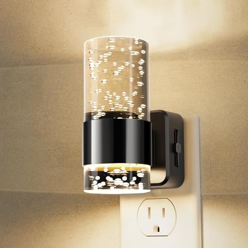 Image of Night Lights Plug into Wall, Dimmable Night Light with Dusk to Dawn Sensor, Acrylic Night Light with Warm Light 3000K, Wall Sconce-Style Design Nightlight for Hallway, Bathroom, 1-Pack