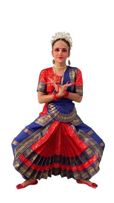BHARATANATYAMWORLD Bharatnatyam Readymade China Silk for Fancy Dress/Costume Competitions/School Events/Annual Functions Readymade Costume Royal Blue and Red (B0CSDFV25K) Amazon Price History, Amazon Price Tracker