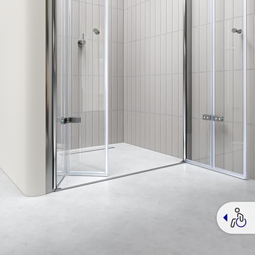 Miniatura 9 de Moments Of Glass Mampara De Ducha Lena Dt877 132-136x195 Cm Con Puertas Plegables, Perfiles Cromados Y Cristal Templado Transparente