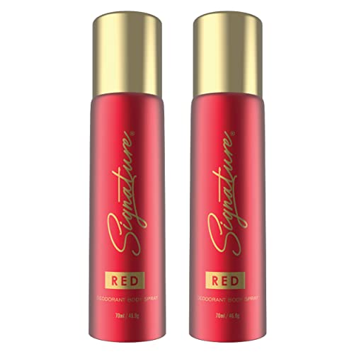 Image of Signature Deodorant Body Spray - Red | Elegent & Citrus Aromatic Scent | Long Lasting Fragrance | Skin Friendly Deo | Fights Body Odour | Everyday Use | For Men, Women (Unisex) | Pack of 2 (70ml x 2)