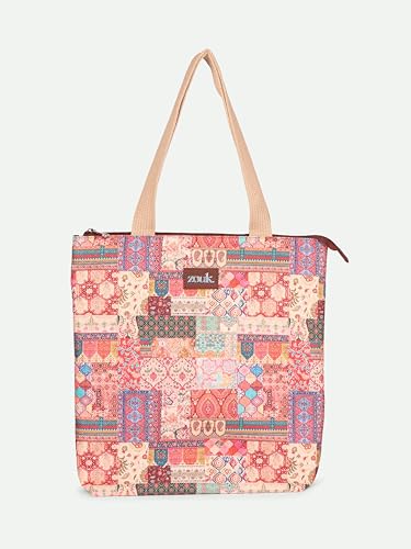 Image of ZOUK Ivy Tote Bag for Women | Handcrafted Jute Khadi with Vegan Leather Handles | Lightweight, Foldable & Travel-Friendly Everyday Carry Bag |