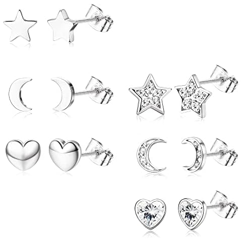 CASSIECA 6 Pares Pendientes Plata de Ley 925 Mujeres Hombres Cover