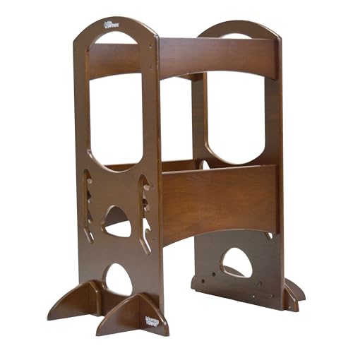 Image of Little Partners Kids Learning Tower, Toddler Tower Adjustable Height Kitchen Step Stool, Encourages Learning, Independence, and Engagement, Safety Climbing Tower for Counter (Espresso)