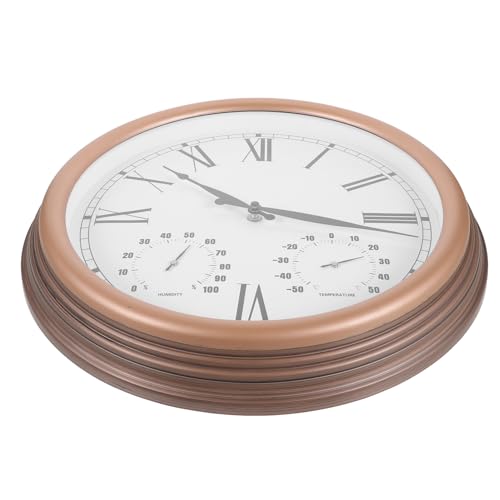 Alipis Outdoor Wall Clock with Thermometer Hygrometer Patio Clock for Real Temperature Humidity Readings Stylish Roman Numerals Design for Garden Home