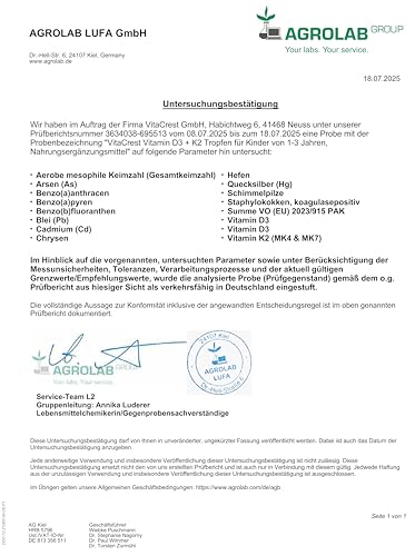 Vitamin D3 K2 Tropfen für Kleinkinder ab 1 Jahr – DEUTSCHES PRODUKT – Frei von Zusätzen & 100% Vegetarisch – Vitamin D für Kinder Vitamine