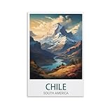 PuPLuM Chile Südamerika, Vintage-Reiseposter, Berg, 20 x 