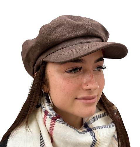 Casquette baker boy marron femme chapeau gavroche hiver vintage 56-60cm