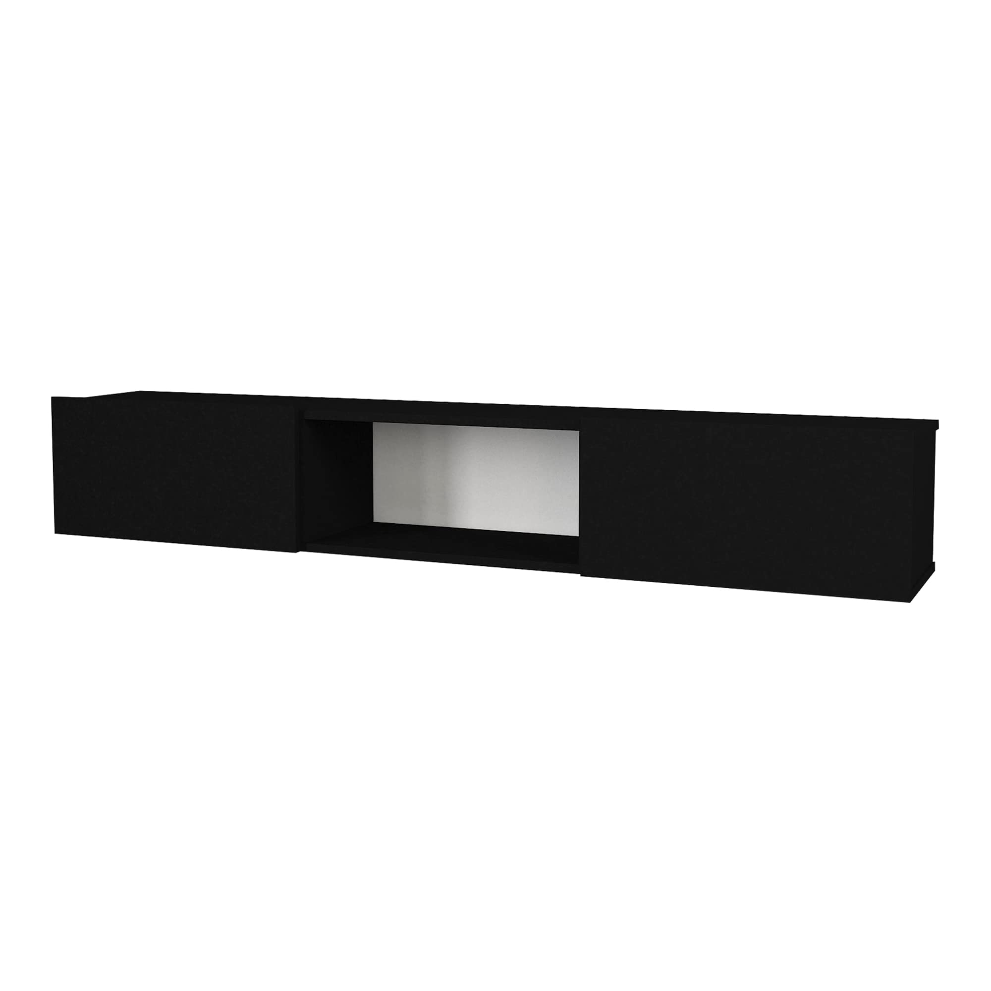 [en.casa] Mueble de TV Flotante Paltamo Mueble de Salón Mesa de TV Suspendido con 3 Compartimientos y 2 Puertas Abatibles 180 x 31 x 30 cm - Negro