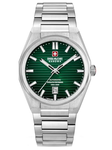 Image of Swiss Military Hanowa Avalanche Green Round Dial Swiss Made Automatic Watch for Men | SMWGL0006902