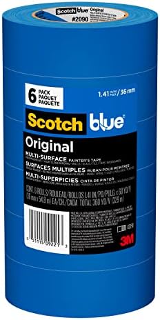 Scotch Original Multi-Surface Painter's Tape,  1.41 inches x 60 Yards (360 Yards Total), 2090, 6 Rolls, Blue, 6 Foot