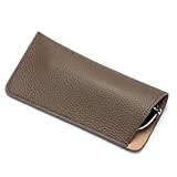 PanPacSight Glasses Case, Real Genuine Leather Sunglasses Case for Women Men, Soft Silm Women's Sun Glasses Case for Reading Travel, Ladies Fashion Flat Slimline Thin Small Spectacle Bag Pouch Cover