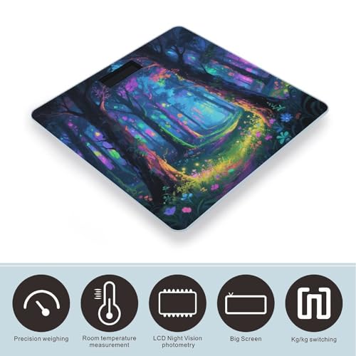 Báscula de baño digital Fluorescent Forest LCD vidrio templado miniatura 3