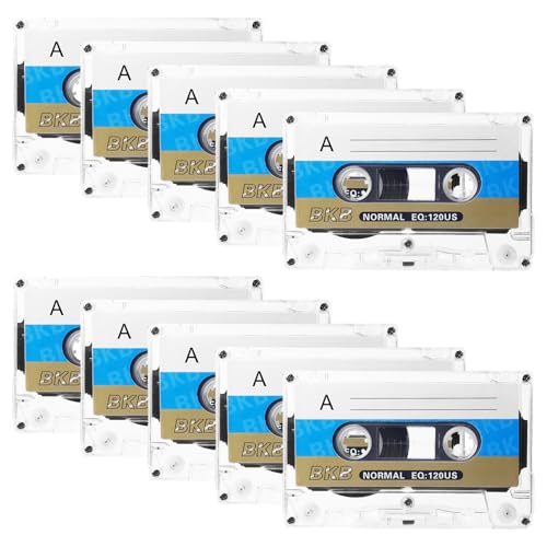 Audio Kassetten Leer, 10 Stück Rauscharm Audiokassetten, 60 Min Low Noise Musikkassette, Audio Cassette Empty Cassette Tapes, Musikkassetten Leer für Vorlesungen Seminare Alltägliche Aufnahmen