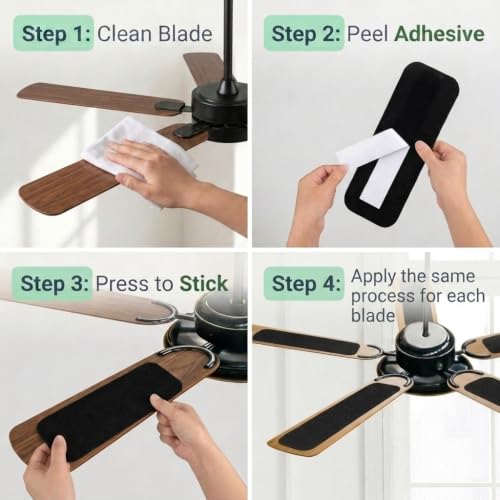 Image of HASTHIP 5pcs ceiling fan filter air purifier pads dust collector fan blade | Activated Coconut Shell Carbon Air Purifier Pads Unscented Dust and Allergen Capture for Household Ceiling Fans Black