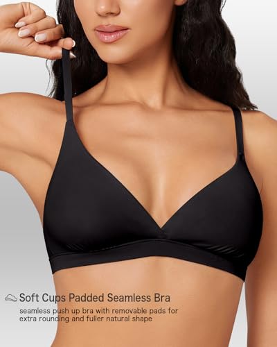 Women's Triangle Bralette Removable Pads Unlined Bra Comfortable Deep V Neck Wireless Seamless Smoothing Bra Top3
