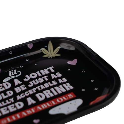 Image of LIT Metal Rolling Tray (Black 2 Edition) for Cigarette, Smoking Ash Bowl, Smoke Tray, Size 18x14cm (LITAF Accessories)