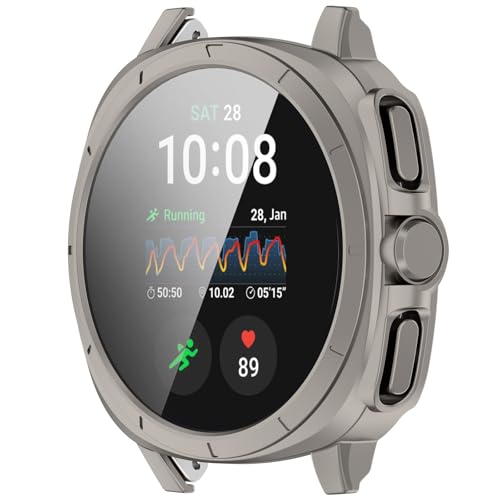Maucoray Schutzhülle für Samsung Galaxy Watch 7, 40 mm/44 mm, hartes Polycarbonat, hochtransparent, vollständige Abdeckung, kratzfest, Uhrenschutz, Stoßfänger (Titan, 44 mm)