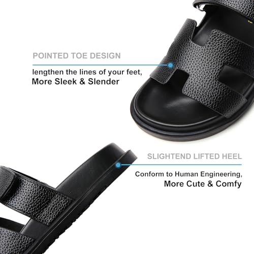 Image of Women's Flats Sandals Casual Comfort Adjustable Strap Slip On Leather Walking Shoes