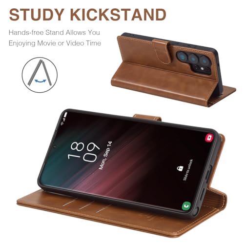 FLIPALM Wallet Case for Samsung Galaxy S26 Ultra 6.9", RFID Blocking Credit Card Holder, PU Leather Folio Flip Kickstand Protective Shockproof Cover for Galaxy S26 Ultra (Grayish-Brown, S26 Ultra) by FLIPALM - Used condition - Image 4