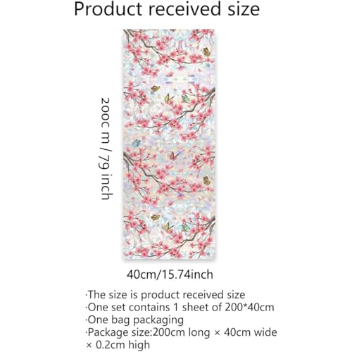Vinilo decorativo de privacidad para ventana con flores Cherry Blossom miniatura 5