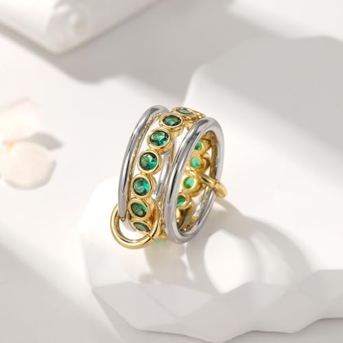 Stackable Rings for Women Interlocked Stackable Ring Gold Band With Emeralds Ring 18k Gold Plated Interlocked Stackable Ring for Women Gold And Silver Rings Engagement Gold Gift for Mother4