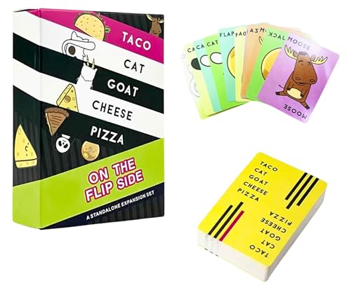 Image of Tickles Taco Cat Goat Cheese Pizza - On The Flip Side Card Game | Quick Fun Family Game Night, Birthday Party & Travel Game for Kids & Adults (Ages: 8+ Years, Players: 2-8)