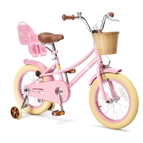 Image of Glaf Girls Bike Bicycle for 2-12 Years Old 12 14 16 20 inch Kids Toddler Bike with Training Wheels and Basket,Doll Seat, Kids Bike Bicycle for Gift