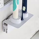 Electric Toothbrush Holder for Bathroom Wall Mount Storage with Cord Organizer (White)