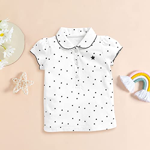 Toddler Cute Star Embroidery School Uniform Baby Summer Solid Polo Shirt Girl Short Sleeve Button Down Collar Clothes2