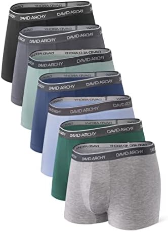 DAVID ARCHY Men's 7 Pack Colorful Underwear Soft Comfy Breathable Bamboo Rayon Trunks No Fly (M, Multicoloured)