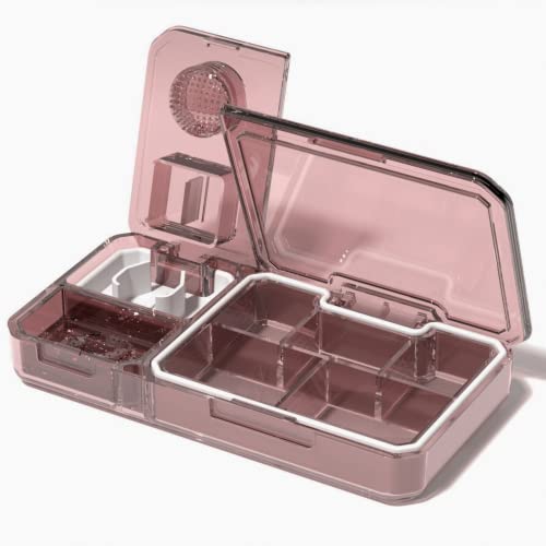 Thalia Smile ピルケース 薬カッター 一台三役 ピルクラッシャー 携帯用 錠剤カッター すりつぶし器 サプリメント収納 高齢者 赤ちゃん ペット向け 薬ケース タブレット収納 (ピンク)