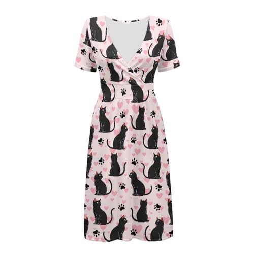 Image of Women's Summer Formal Dresses Short Sleeve Wrap V Neck Dresses Bridesmaid Wedding Guest Dress with Pockets