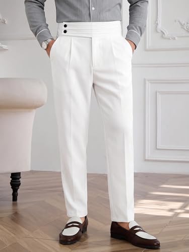 Image of TOPLOT Men's Cotton Casual Trouser | Elegant Pleated Front with Dual-Button Waistband | Comfortable Stretch Elasticity for Easy Movement | Tapered Ankle Finish | Casual & Office Wear (5277)