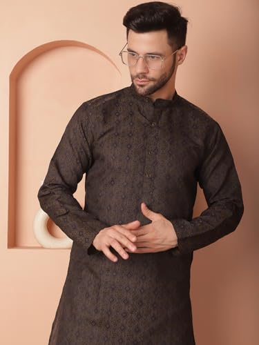Image of Jompers Silk Men's Regular Fit Woven Design Kurtas
