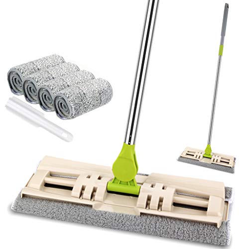 Microfiber Mop for Hardwood Floor Cleaning with 4 Washable Pads, Wet/Dry Mops