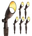 GKOLED 6 Pack LED Low Voltage Spotlights, 12V Landscape Lighting, Outdoor Mini Size Spot Light, Waterproof Directional Up Lights for Garden Yard, Metal Stake, Die-cast Aluminum, 6W 3000k CRI90 Brown