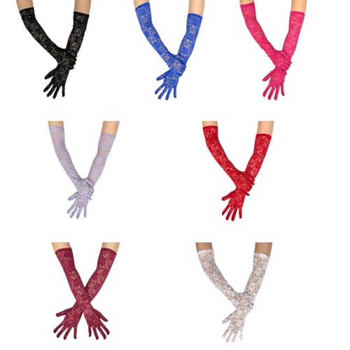 2pcs Stylish Long Arm Gloves Breathable Lace Gloves Stretchy Polyester Gloves for Fashion Occasion4