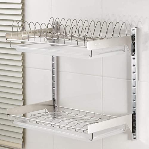 inless - Escurreplatos de acero para montaje en pared, para platos, cuencos y sils, estante para secar platos que ahorra espacio