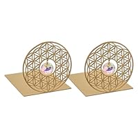 moses. Omm for You Buchstützen Kristall – dekoratives Buchständer Set aus Metall, mit Sonnenkristall und Blume des Lebens, Yoga-Deko im 2er Set, Gold