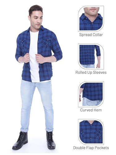Image of Kuons Avenue Men's Regular Fit Cotton Casual Shirt | Spread Collar | Full Sleeves - Comfortable Everyday Wear