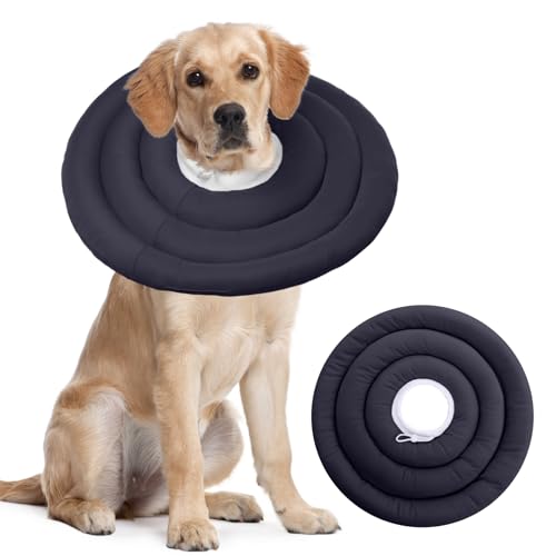 Image of IDOMIK Dog Recovery Collar, Waterproof Soft Dog Cone After Surgery, Comfy Protective Elizabethan Collar Alternative for Dogs Cats, Adjustable Pet Neck Donut Cone Anti-Licking Biting Wounds,Grey,2XL