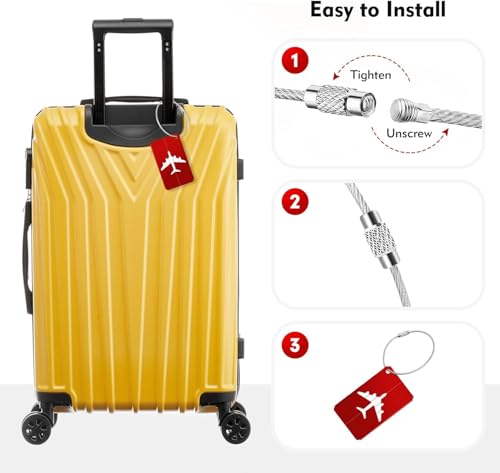 Image of Bunty CHIKU Metal Luggage Tags Set,Durable Aluminium Travel Suitcase ID Tags with Stainless Steel Cable Ties & Waterproof PVC Cards