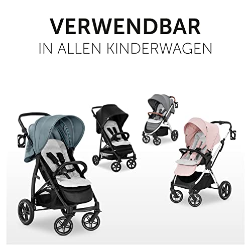 Hauck Universal Sitzauflage für Buggys, Kinderwagen, Fahrradanhänger, Baumwolle, Atmungsaktiv, Weich, Einfache Befestigung ,Sommer & Winter, Hellgrau